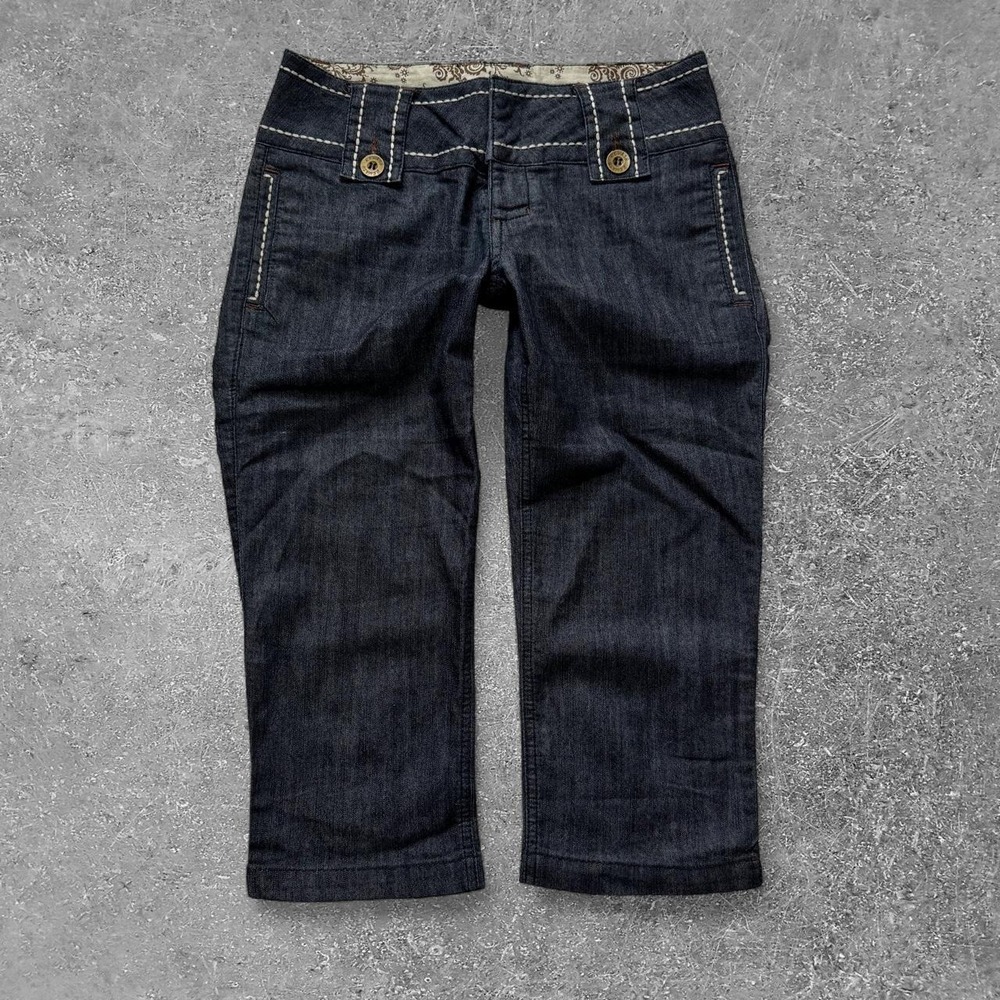 Rewash Y2K Capris Womens Size 3 Dark Wash Denim Contrast Stitch Kidcore Low Rise